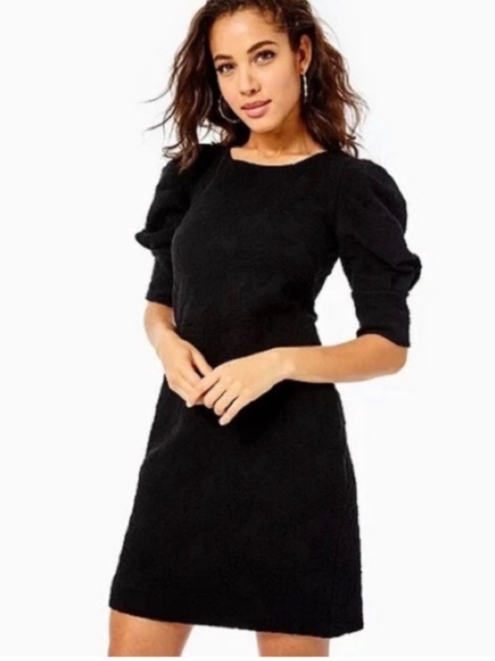 Lilly Pulitzer Knowles Dress Black Onyx Jacquard Size Large $198